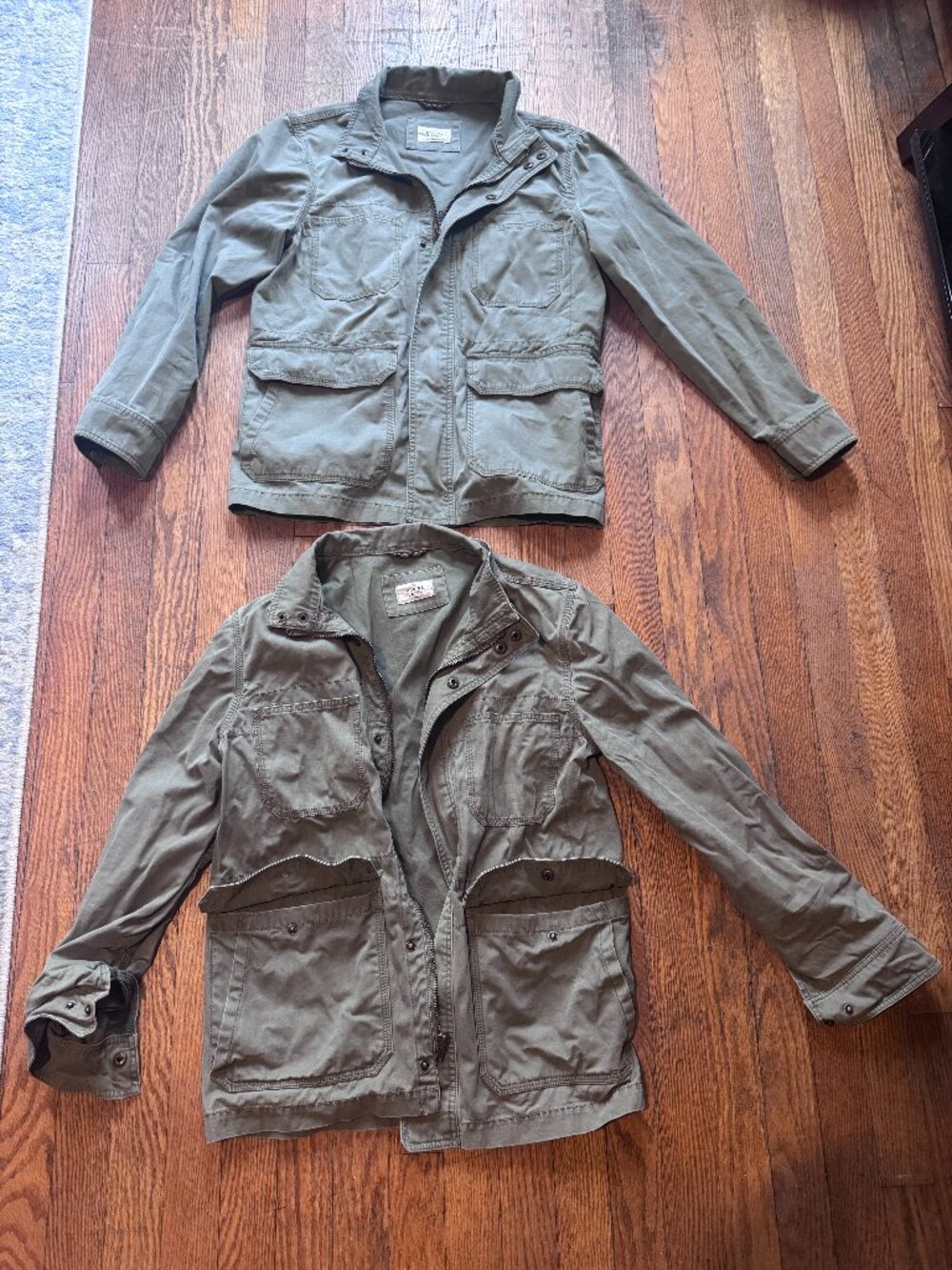 Lot of 2 Sz Small Men Marine Layer Hoover Utility Chore Barn Jackets Faded Olive